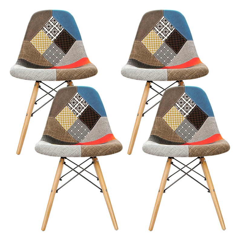 Artiss Set of 4 Retro Beech Fabric Dining Chair - Multi Colour - Sale Now