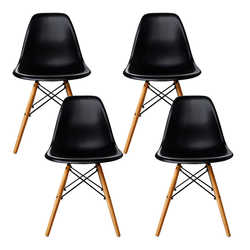 Artiss Set of 4 Retro Beech Wood Dining Chair - Black - Sale Now