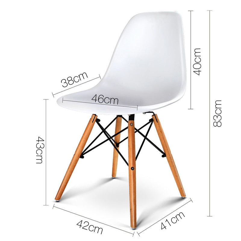 Artiss Set of 2 Retro Beech Wood Dining Chair - White - Sale Now