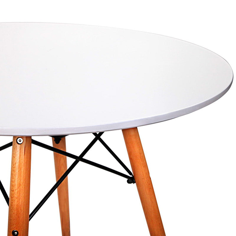 Artiss Dining Table Round Replica DSW Eiffel Cafe Kitchen Wood White 80cm - Sale Now