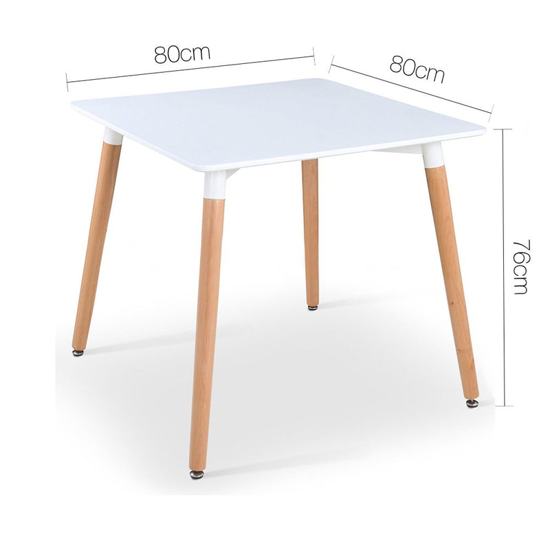 Artiss Dining Table 4 Seater Square Replica DSW Cafe Kitchen White 80cm - Sale Now