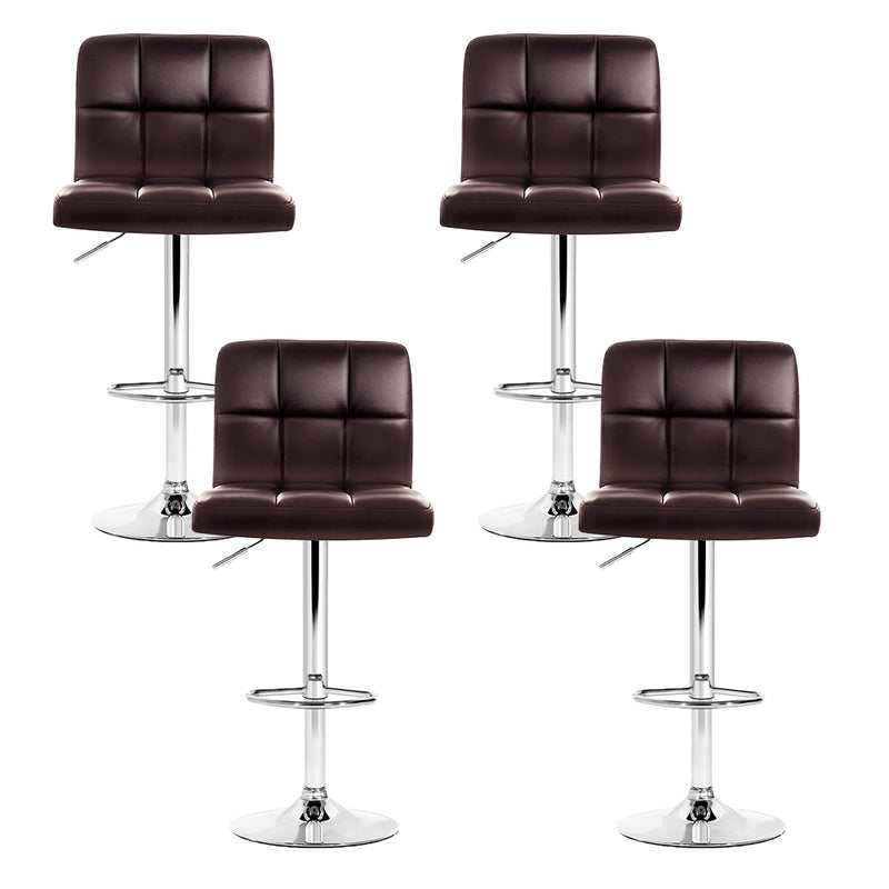 Artiss Set of 4 Bar Stools Gas lift Swivel - Steel and Chocolate - Sale Now