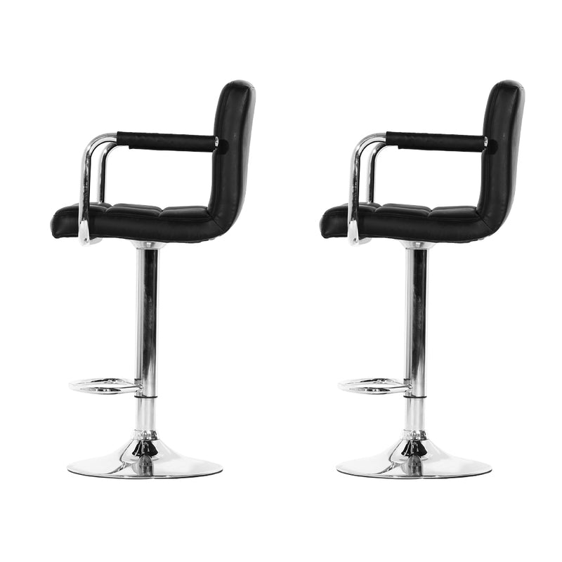 Artiss Set of 2 Bar Stools Gas lift Swivel Armrests - Steel and Black - Sale Now