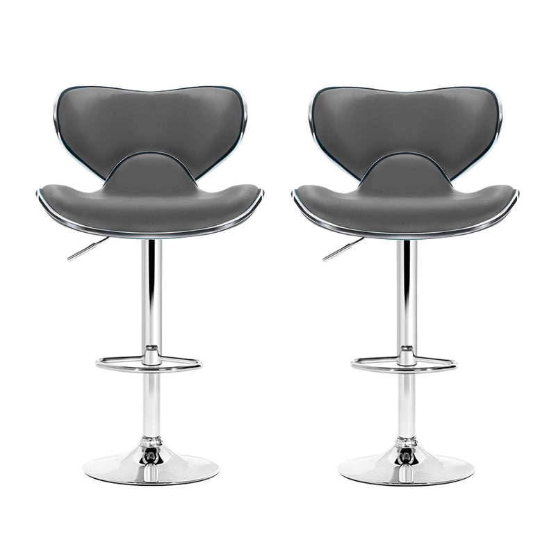 Artiss Set of 2 PU Leather Bar Stools - Grey - Sale Now