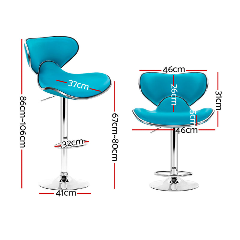 Artiss Set of 2 PU Leather Bar Stools - Teal Blue - Sale Now