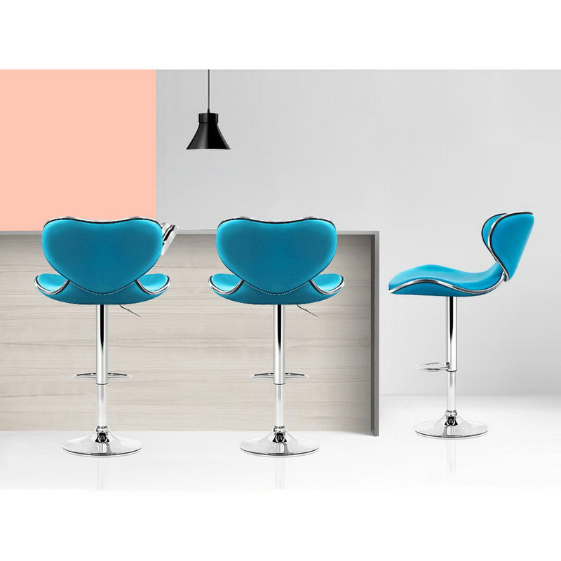 Artiss Set of 2 PU Leather Bar Stools - Teal Blue - Sale Now