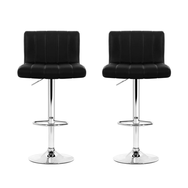 Artiss Set of 2 Line Style PU Leather Bar Stools - Black - Sale Now