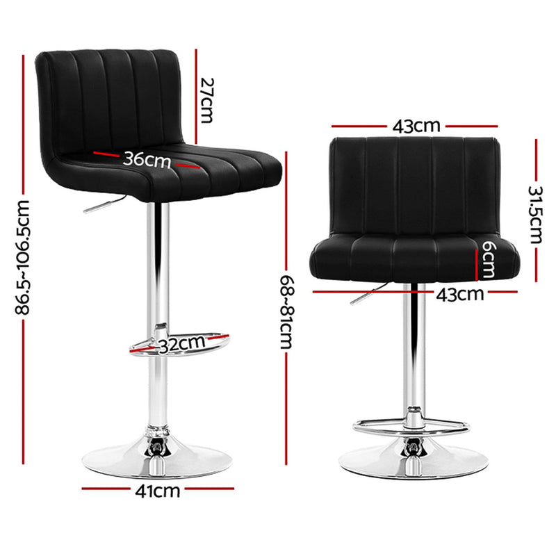 Artiss Set of 4 Line Style PU Leather Bar Stools - Black - Sale Now