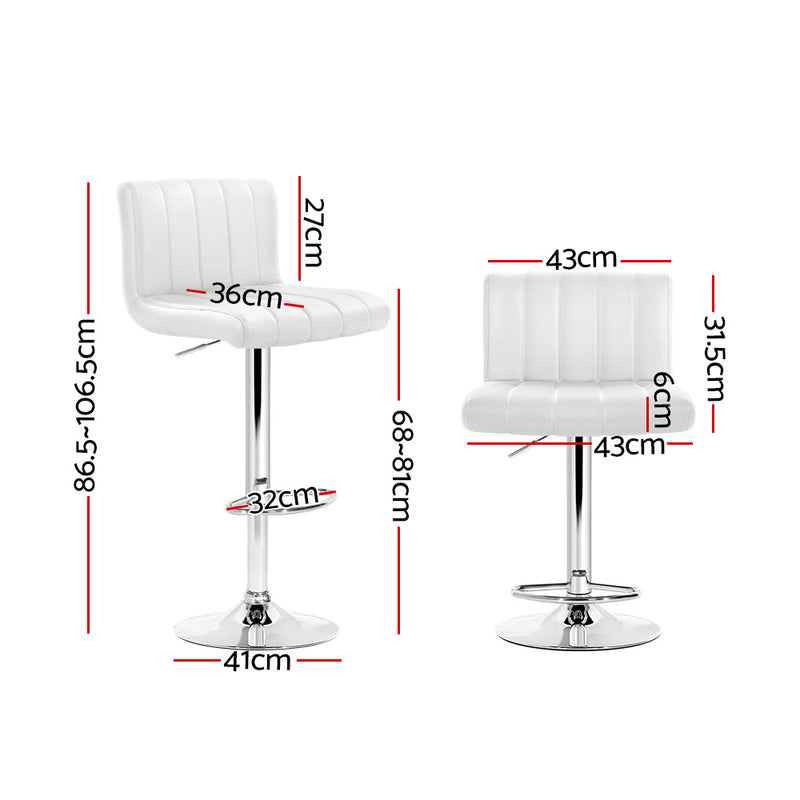 Artiss Set of 2 Line Style PU Leather Bar Stools - White - Sale Now
