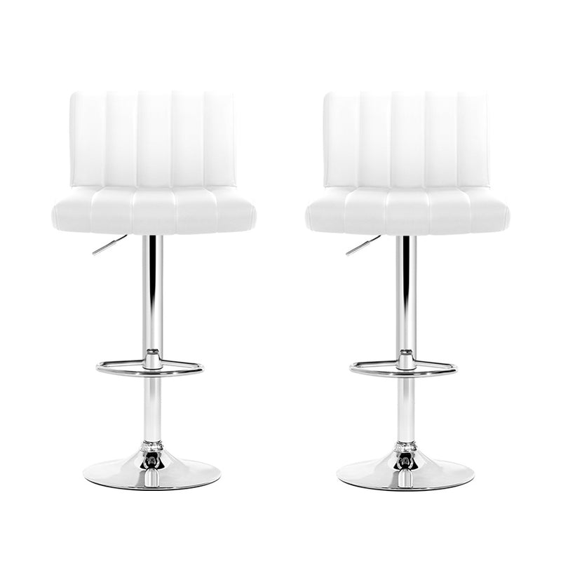 Artiss Set of 2 Line Style PU Leather Bar Stools - White - Sale Now