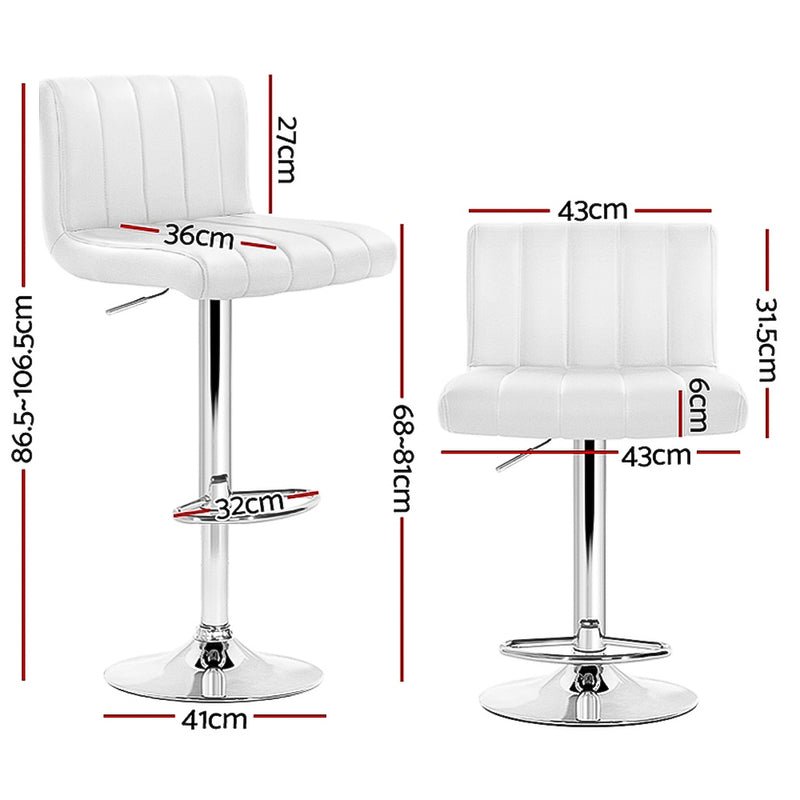 Artiss Set of 4 Line Style PU Leather Bar Stools - White - Sale Now