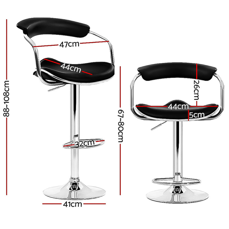 Artiss Set of 4 PU Leather Bar Stools - Black and Chrome - Sale Now