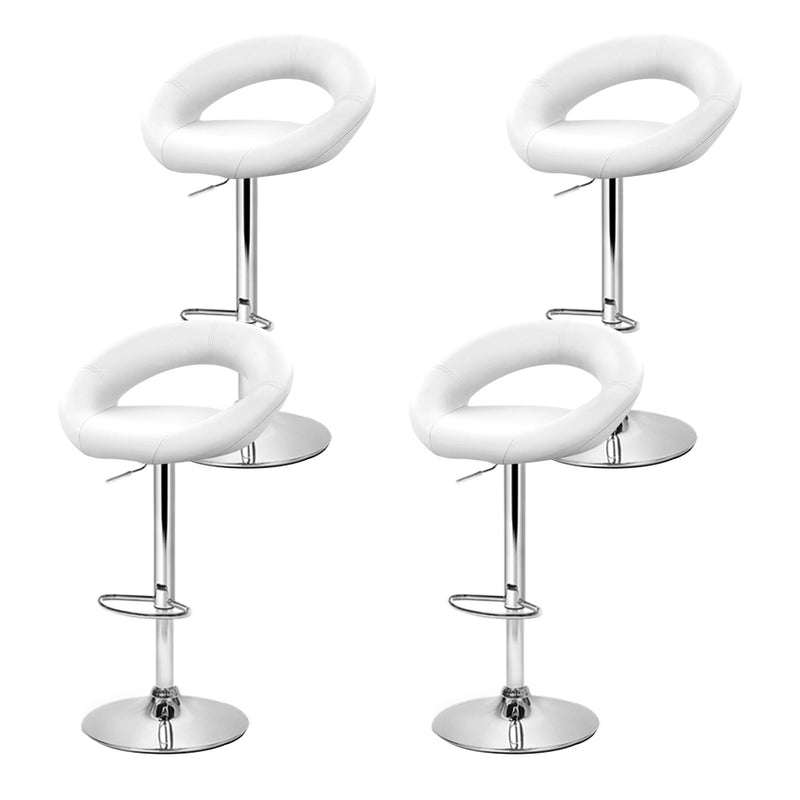Artiss Set of 4 Bar Stools PU Leather Circular Style - White - Sale Now