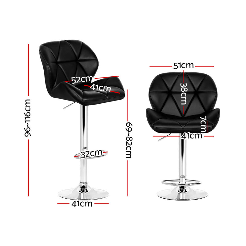 Artiss Set of 2 Kitchen Bar Stools - Black and Chrome - Sale Now