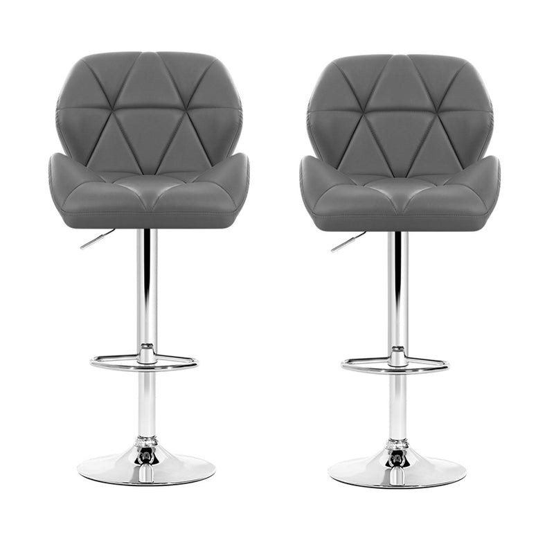 Artiss Set of 2 Kitchen Bar Stools - Grey and Chrome - Sale Now