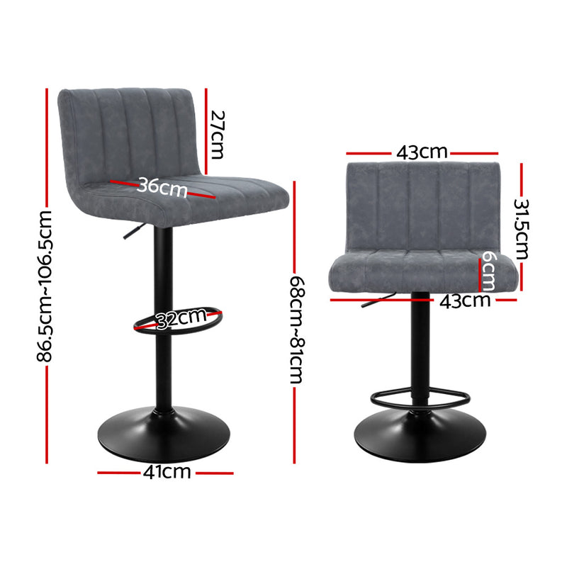 Artiss Set of 2 Bar Stools PU Leather Line Style - Grey - Sale Now