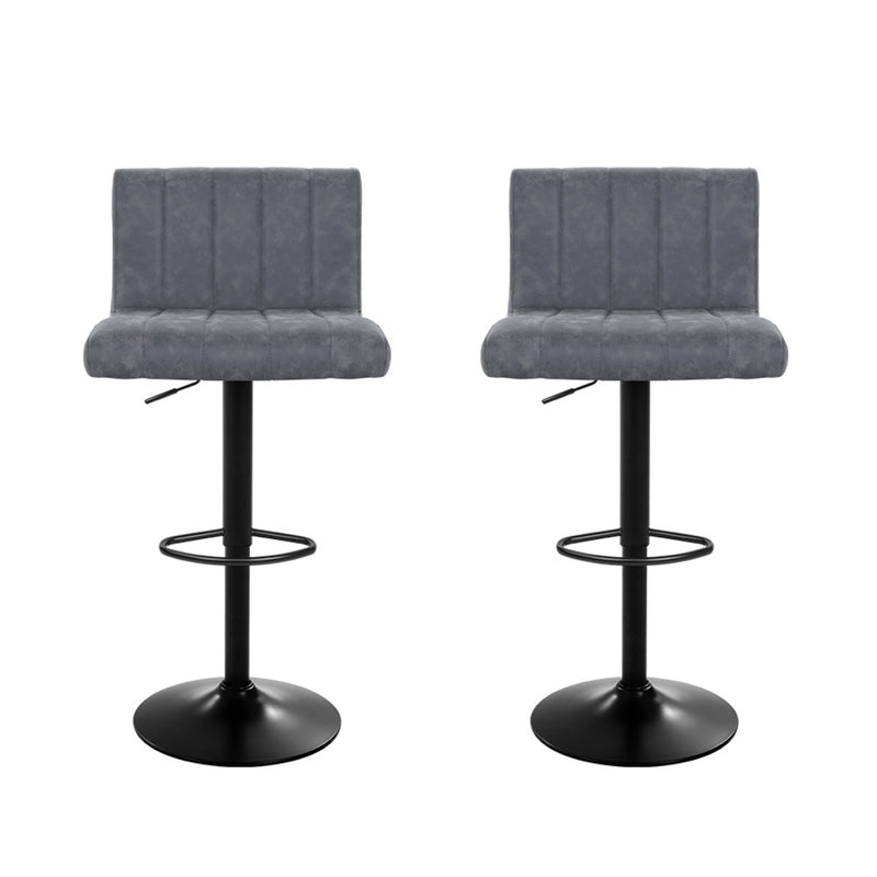 Artiss Set of 2 Bar Stools PU Leather Line Style - Grey - Sale Now