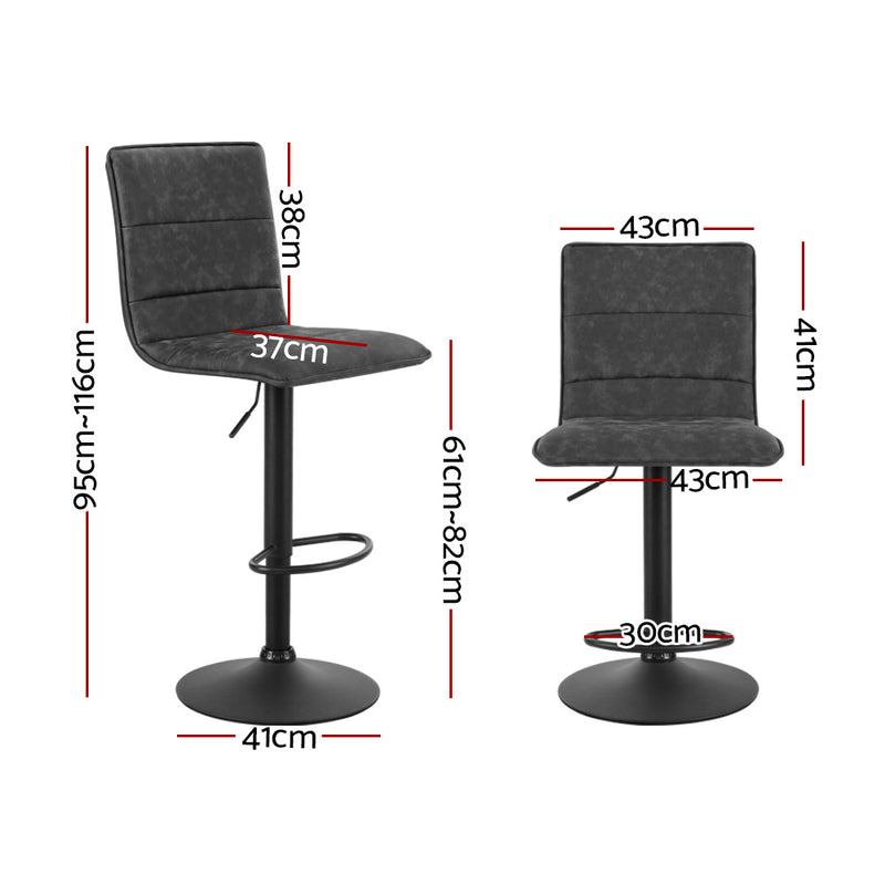 Artiss Set of 2 Bar Stools PU Leather Smooth Line Style - Grey and Black - Sale Now