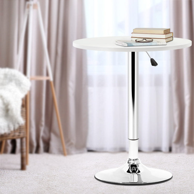 Artiss Adjustable Bar Table Gas Lift Wood Metal - White and Chrome - Sale Now