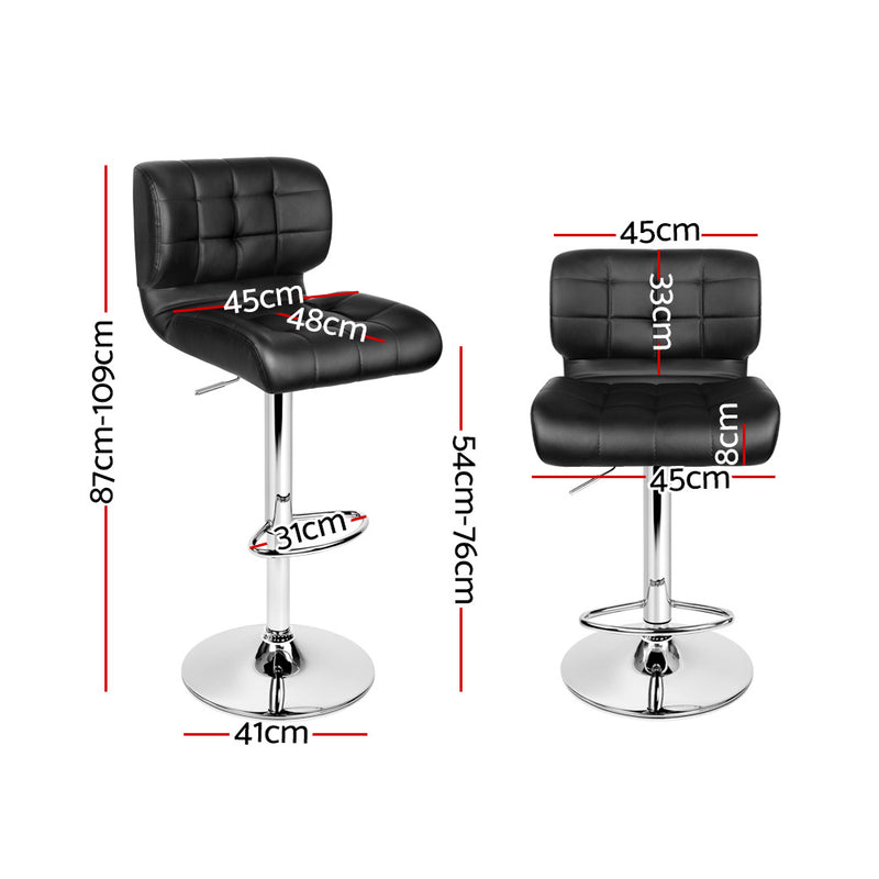 Artiss Set of 2 PU Leather Gas Lift Bar Stools - Black and Chrome - Sale Now