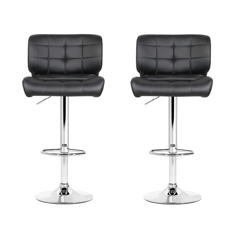Artiss Set of 2 PU Leather Gas Lift Bar Stools - Black and Chrome - Sale Now