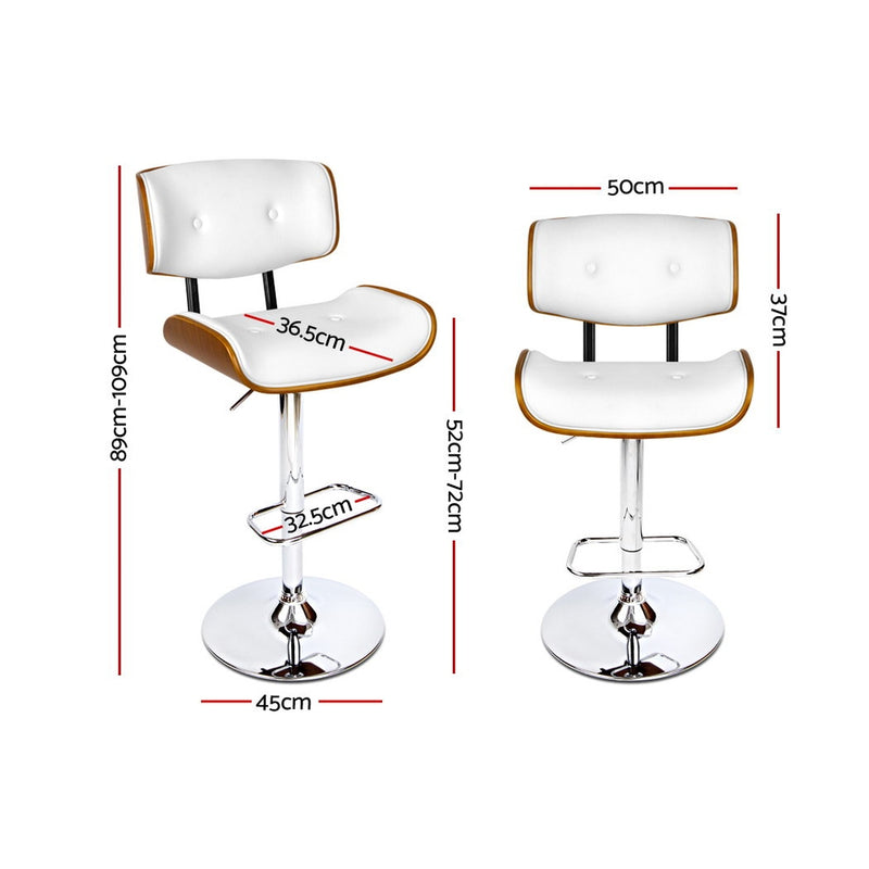 Artiss Wooden Gas Lift Bar Stool - White and Chrome - Sale Now