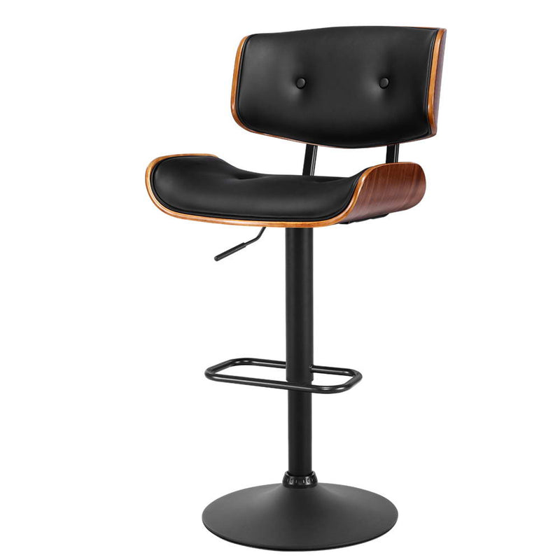 Artiss Bar Stool Gas Lift Wooden PU Leather - Black and Wood