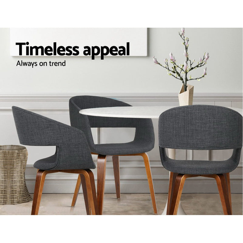 Artiss Set of 2 Timber Wood and Fabric Dining Chairs - Charcoal - Sale Now