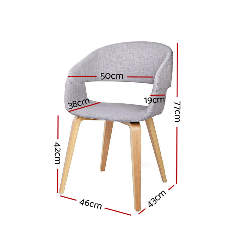 Artiss Set of 2 Timber Wood and Fabric Dining Chairs - Light Grey - Sale Now