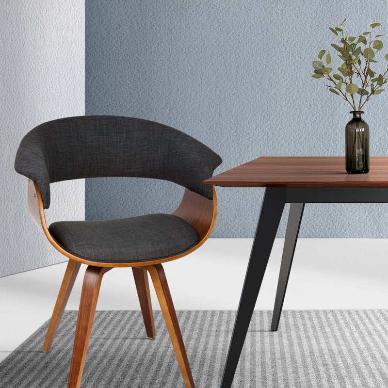 Artiss Timber Wood and Fabric Dining Chair - Charcoal - Sale Now