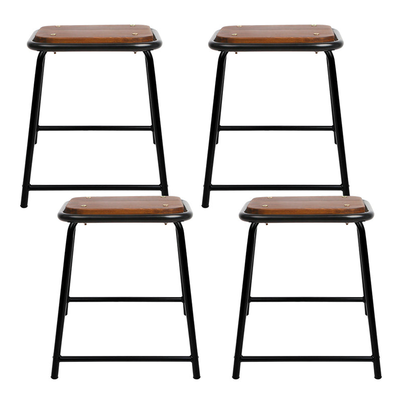 Artiss Set of 4 Pine Wood Bar Stools - Black and Brown - Sale Now