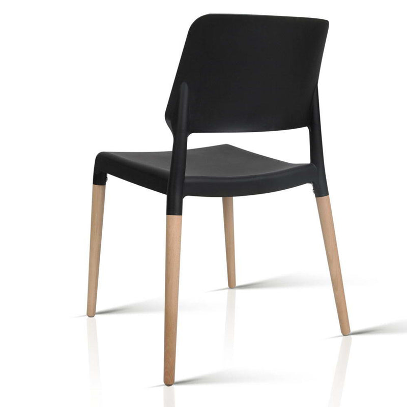 Artiss Set of 4 Wooden Stackable Dining Chairs - Black - Sale Now