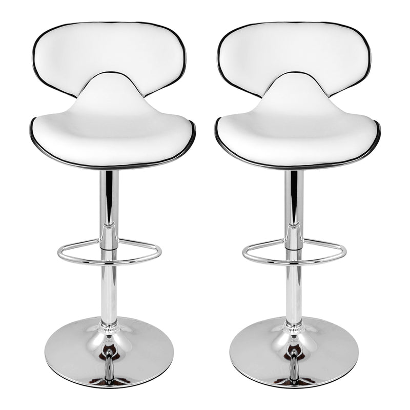 Artiss Set of 2 Bar Stools PU Leather Gas Lift - White - Sale Now