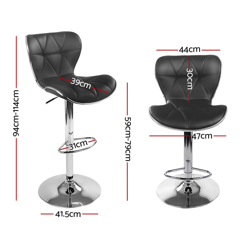Artiss Set of 4 PU Leather Patterned Bar Stools - Black and Chrome - Sale Now