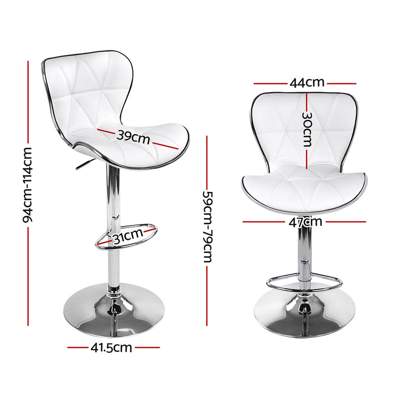 Artiss Set of 4 PU Leather Patterned Bar Stools - White and Chrome - Sale Now