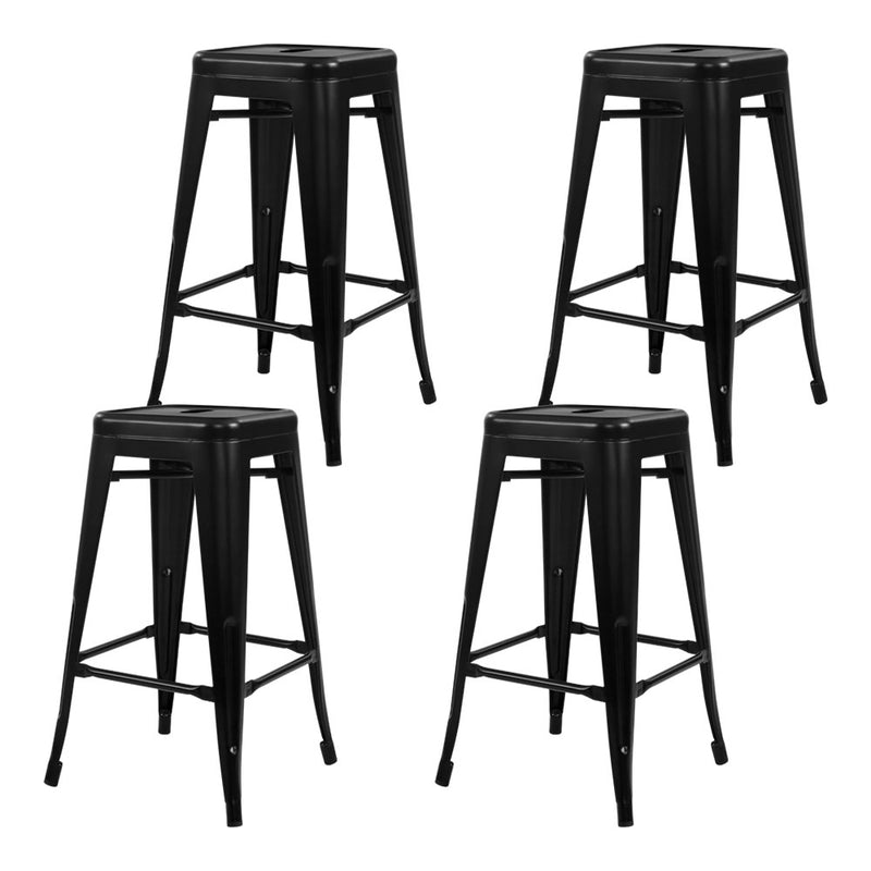 Artiss Set of 4 Replica Tolix Bar Stools Metal Bar Stool Kitchen Chairs 76cm Black - Sale Now