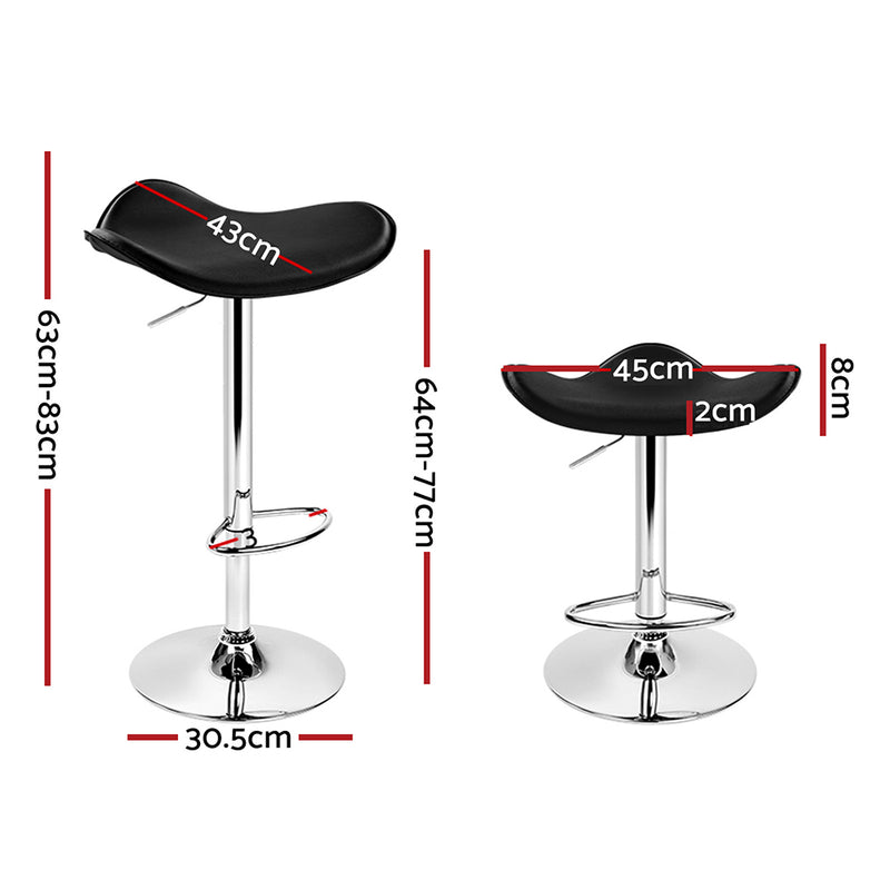 Artiss Set of 2 Gas Lift Bar Stools PU Leather - Black and Chrome - Sale Now