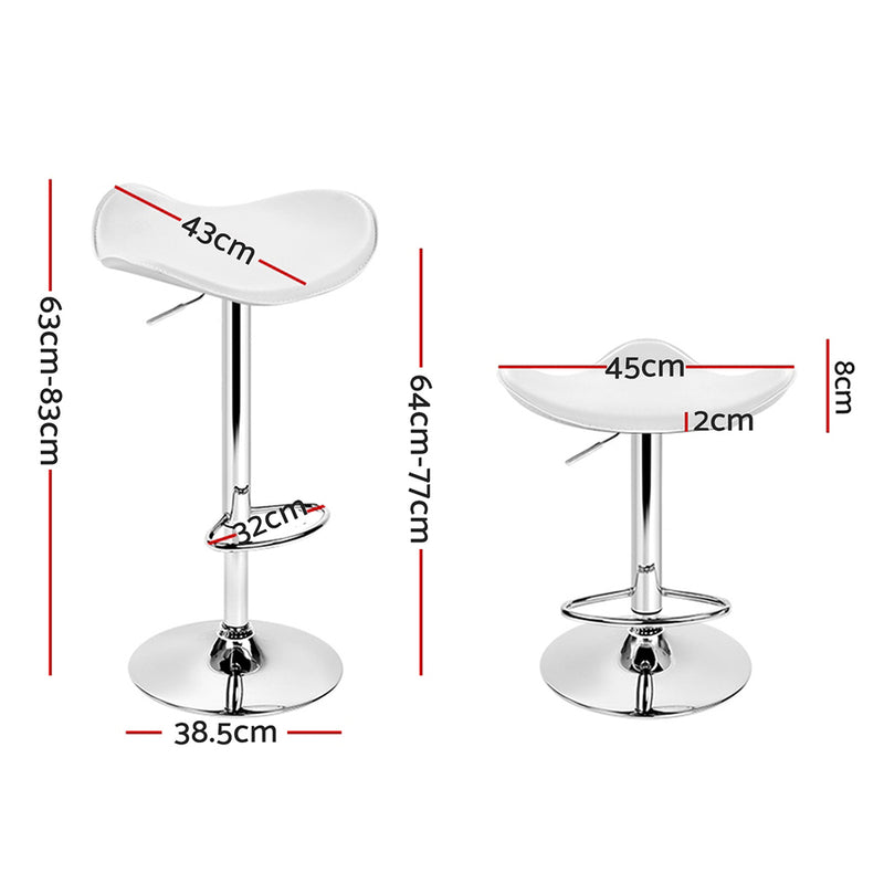 Artiss Set of 2 Gas Lift Bar Stools PU Leather - White and Chrome - Sale Now