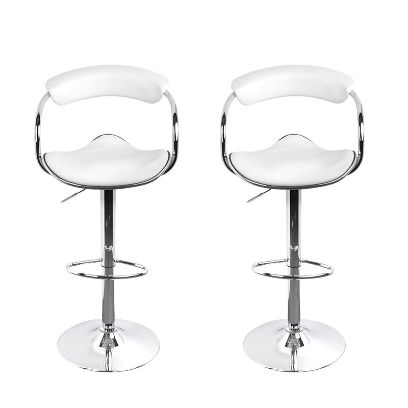 Artiss Set of 2 PU Leather Bar Stools- Chrome and White - Sale Now