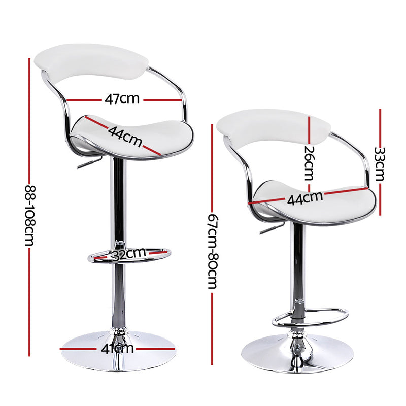 Artiss Set of 4 PU Leather Bar Stools- Chrome and White - Sale Now