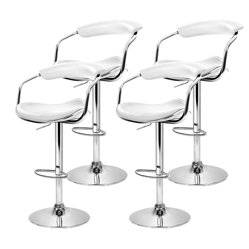 Artiss Set of 4 PU Leather Bar Stools- Chrome and White - Sale Now