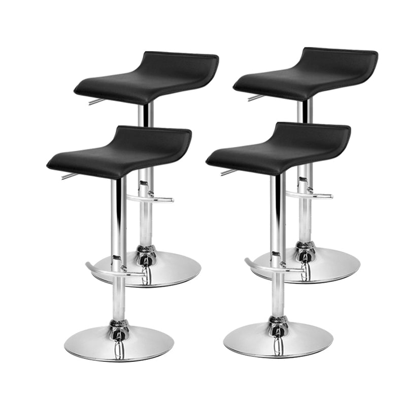 Artiss Set of 4 PU Leather Wave Style Bar Stools - Black - Sale Now