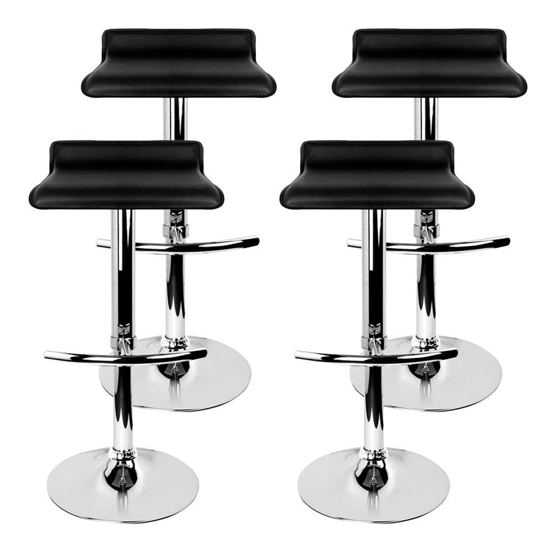Artiss Set of 4 PU Leather Wave Style Bar Stools - Black - Sale Now