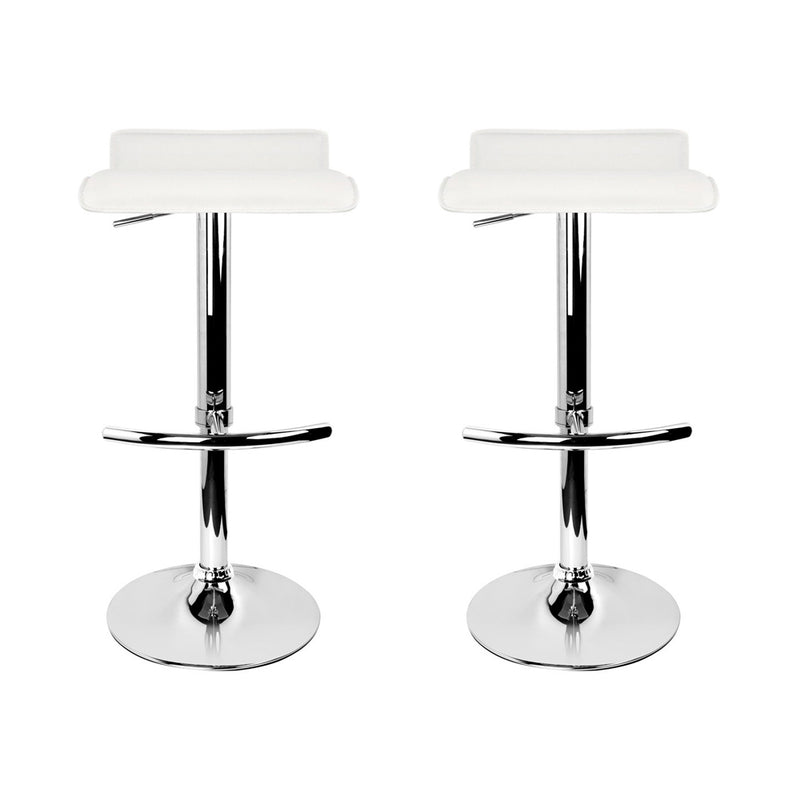 Artiss Set of 2 PU Leather Wave Style Bar Stools - White - Sale Now