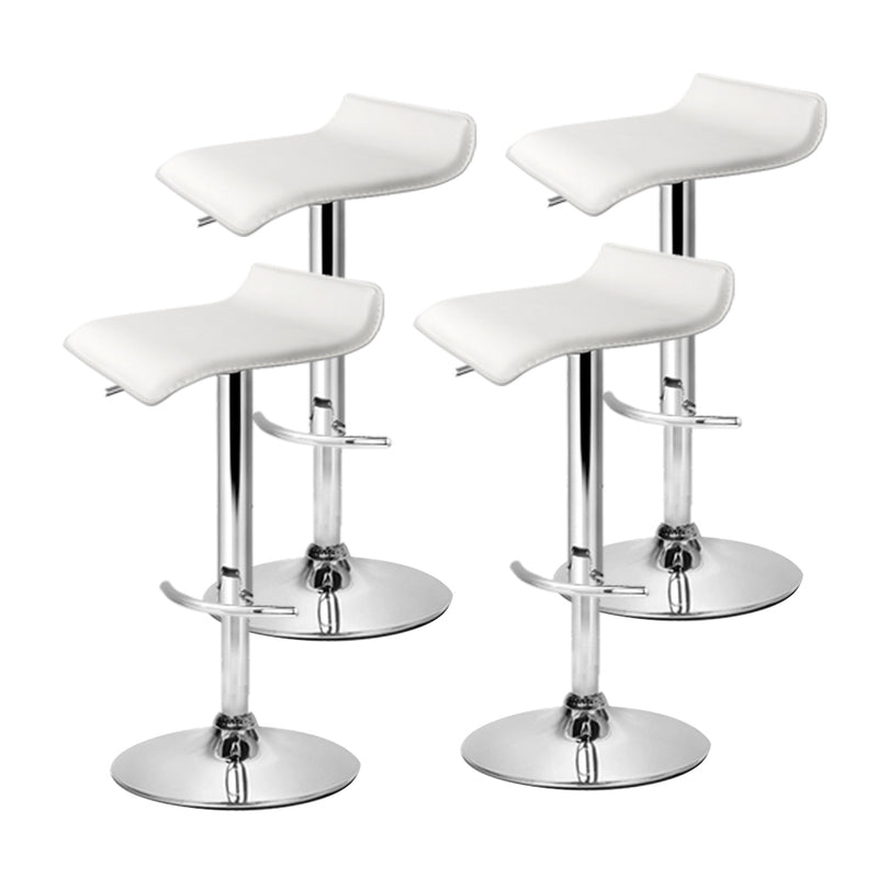Artiss Set of 4 PU Leather Wave Style Bar Stools - White - Sale Now