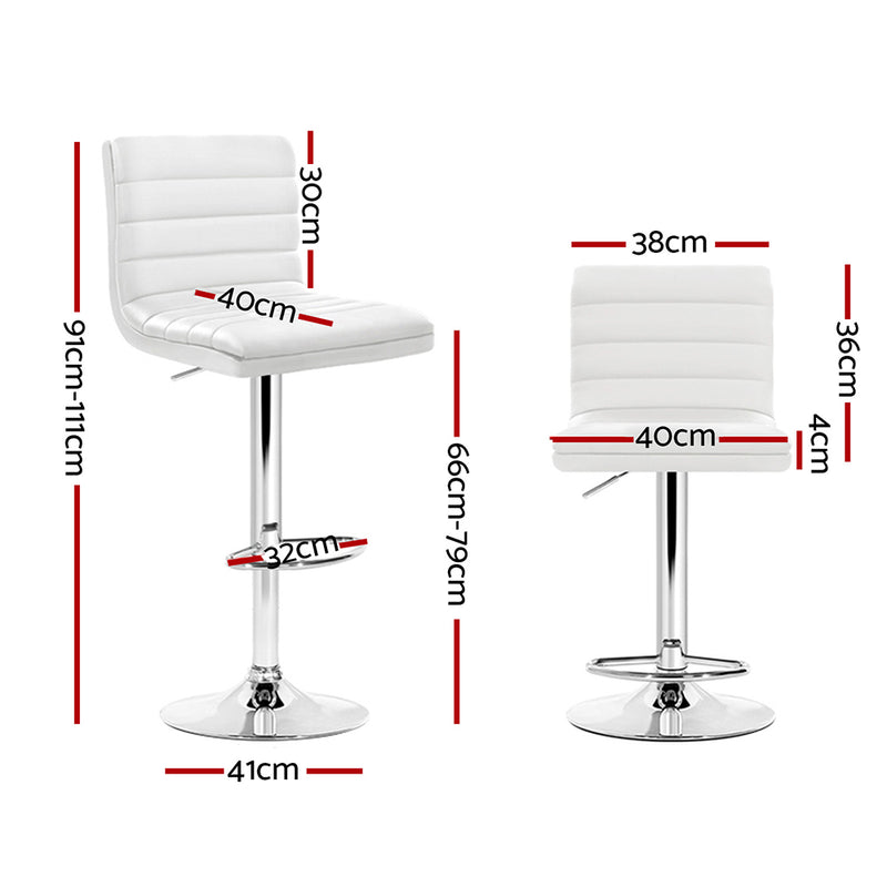 Artiss Set of 2 PU Leather Bar Stools Padded Line Style - White - Sale Now