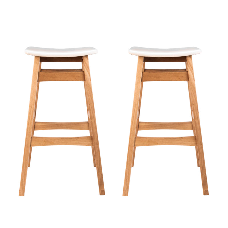 Artiss Set of 2 Padded PU Leather Wooden Bar Stools - White - Sale Now
