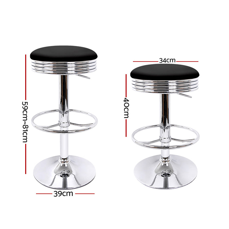 Artiss Set of 2 Backless PU Leather Bar Stools - Black and Chrome - Sale Now