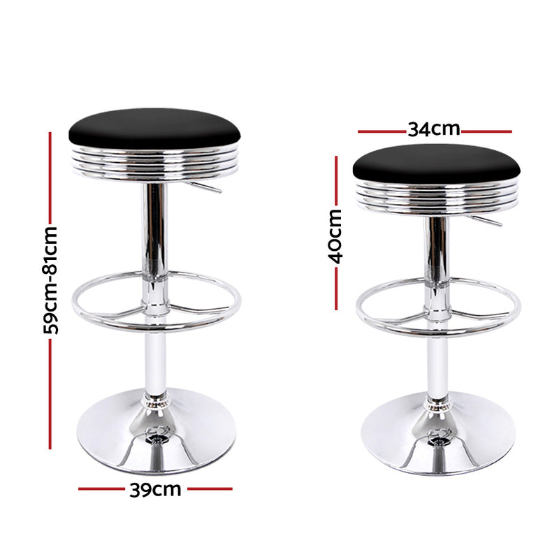 Artiss Set of 4 PU Leather Backless Bar Stools - Black and Chrome - Sale Now