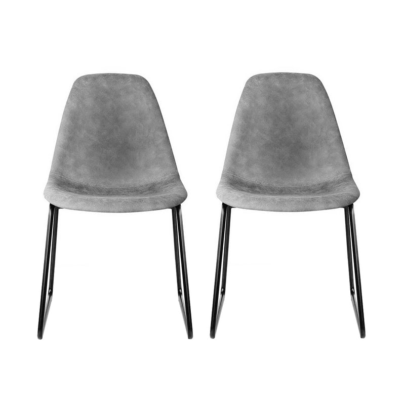 Artiss Set of 2 PU Leather Dining Chairs - Grey - Sale Now